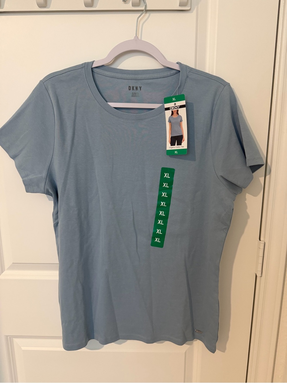 DKNY Light Blue Crewneck Short Sleeve Tee - Women's